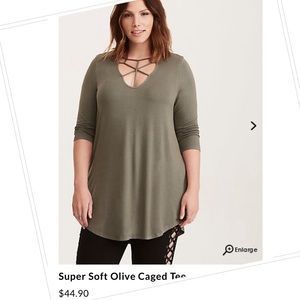 Torrid super soft olive caged tee
